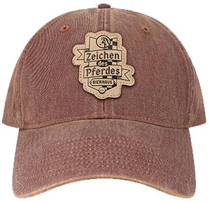 Engraved leather application hat example