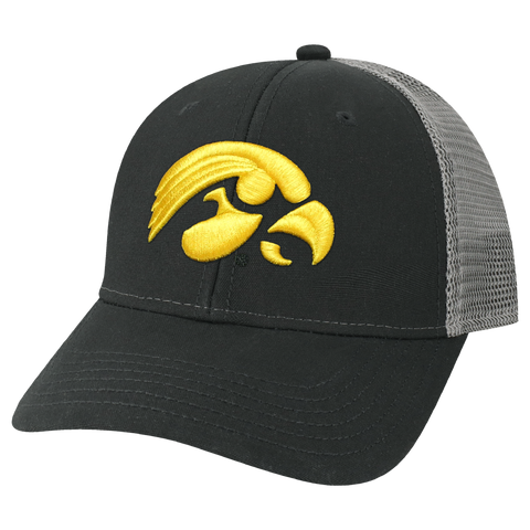 Iowa Hawkeyes Black/Dark Grey Youth Lo-Pro Structured Snapback Adjustable Trucker Hat