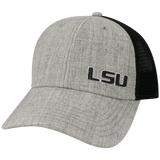 LSU Tigers Heather Grey/Black Lo-Pro Snapback Adjustable Trucker Hat