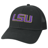 LSU Tigers Black Youth Lo-Pro Structured Snapback Adjustable Trucker Hat
