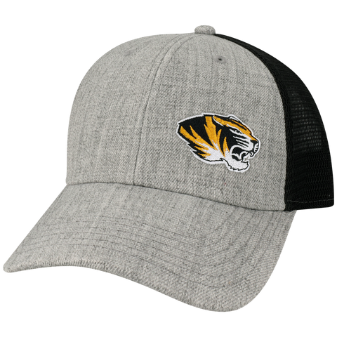 Missouri Tigers Heather Grey/Black Lo-Pro Snapback Adjustable Trucker Hat