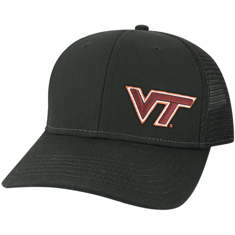 Virginia Tech Hokies Black Mid-Pro Snapback Adjustable Trucker Hat