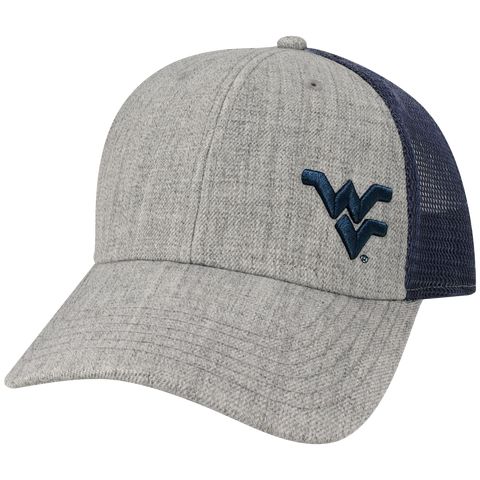 West Virginia Mountaineers Heather Grey/Navy Lo-Pro Snapback Adjustable Trucker Hat
